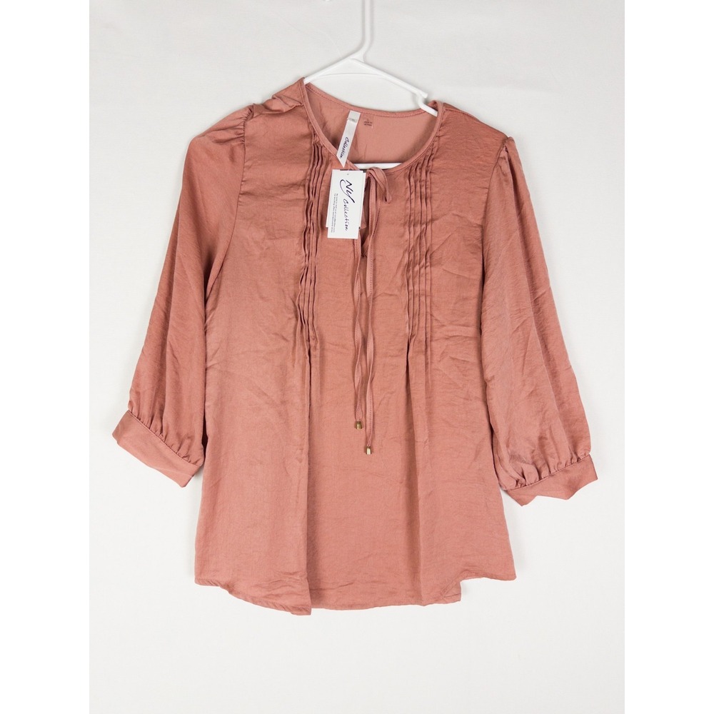 NWT NYC Collection Blouse Womens L Coral Ruffle‎ Tiered Strap Solid